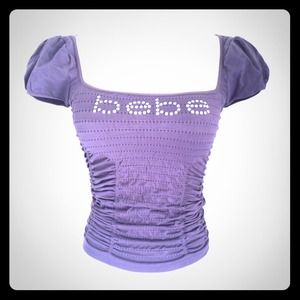 Bebe rhinestone logo. charcoal grey top!