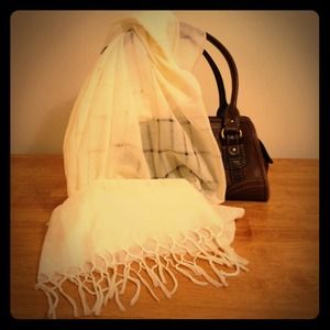 Ivory Scarf - Sheer Square Pattern