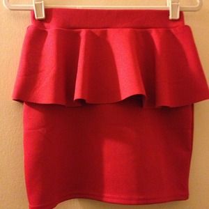 H&M Red Ruffle Skirt
