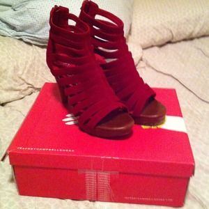 Sold! Suede red Jeffrey Campbell sandals