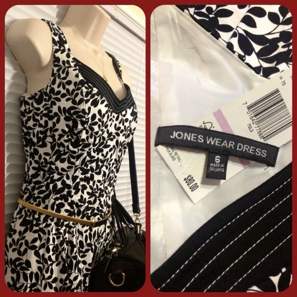 Black & White Floral Dress, Size 6 - Picture 3 of 3