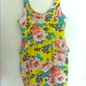 Yellow floral peplum dress