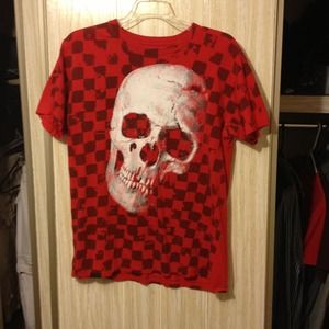 Red t-shirt.