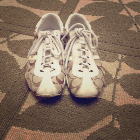 Size 5.5 White/Brown Coach Sneakers
