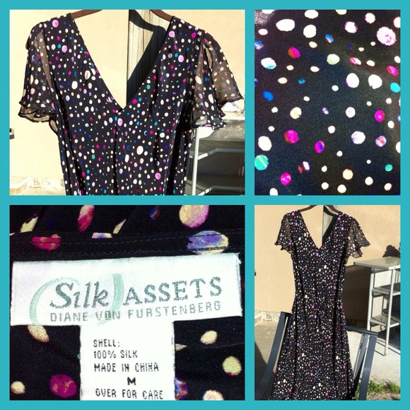 100% Silk Burst of Color jumping out of Black! - Picture 2 of 3