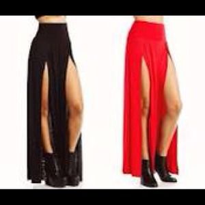 Back and orange maxi high waist skirt
