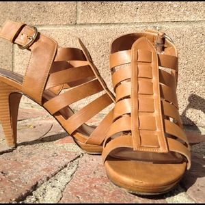 Brown Leather Sandaled Heels