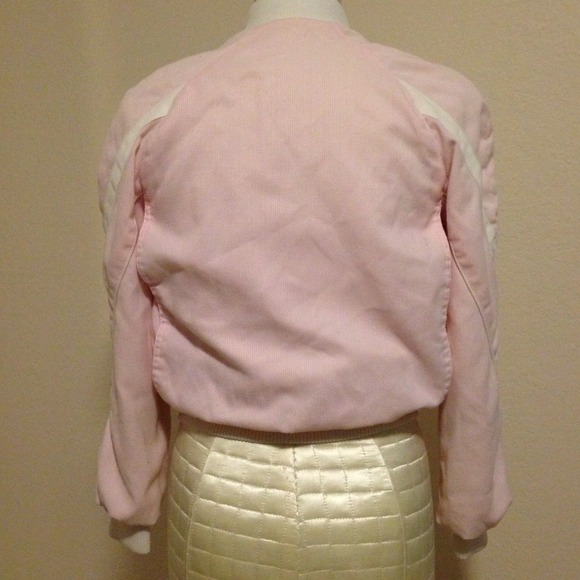 💗🤍💗 Vintage 80s reversible “pretty in pink” varsity bomber OS - Picture 3 of 4