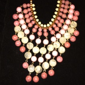 Multi pink and gold necklace and earring set