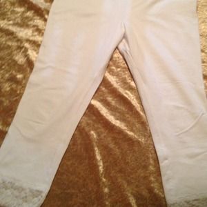 NWOT Lace Trim White Leggings