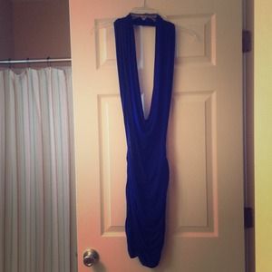 Cowel neck blue dress