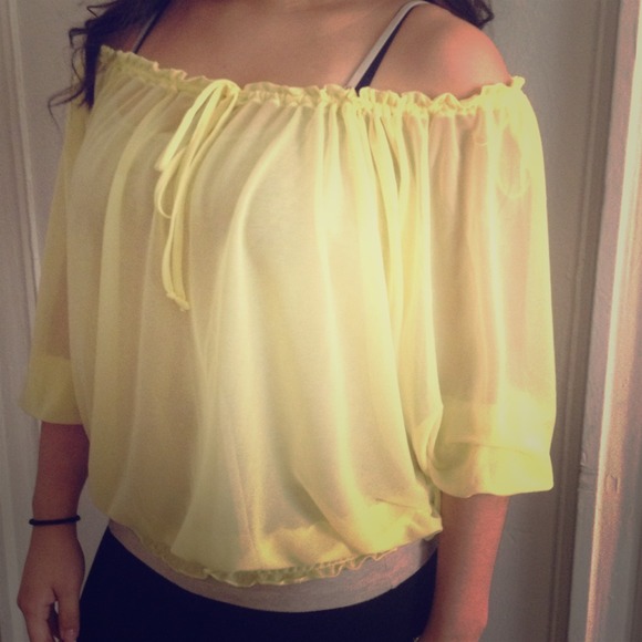 H&M sheer yellow top. Perfect for Spring!