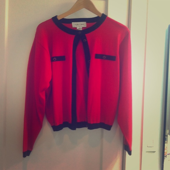 Red and black cardigan