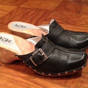 Black leather shoes.