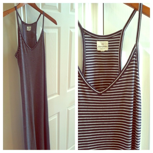 Banana Republic Navy and white striped Maxi Dress