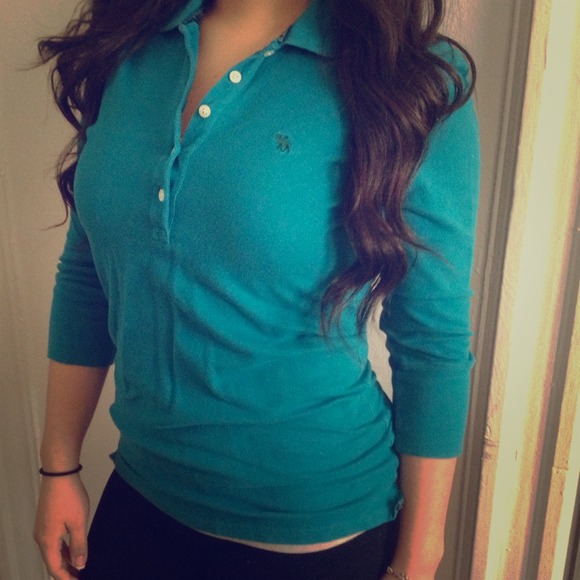 Abercrombie turquoise polo with 3/4 sleeve