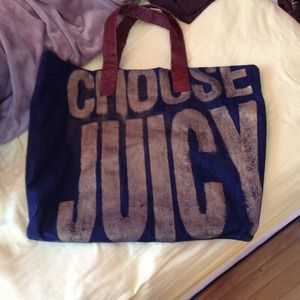 Juicy couture denim and leather tote