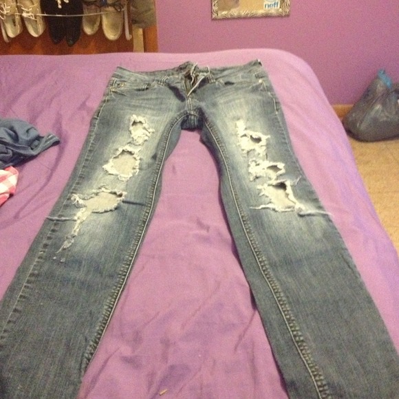 ❗RESERVED❗Papaya distressed skinny jeans
