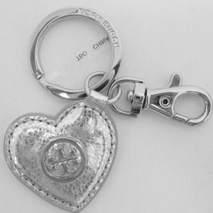 Tory Burch silver heart keychain (with hook)