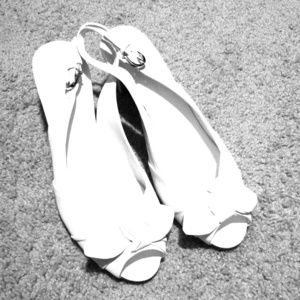 Etienne Aigner White Peep Toe Slingbacks