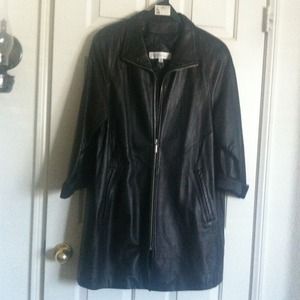 Leather Swing coat by Valerie Stevens