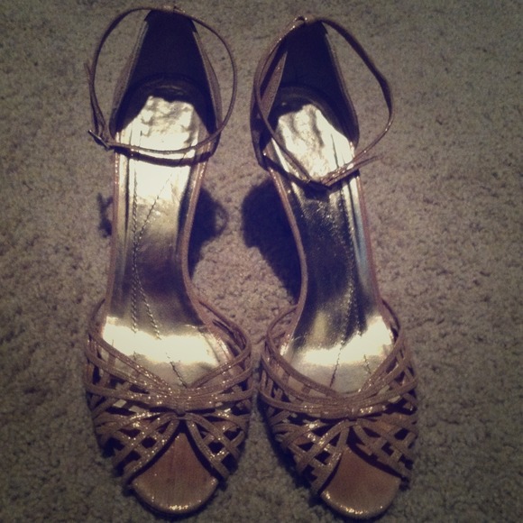 Kate Spade Gold Ankle Strap Peep Toes