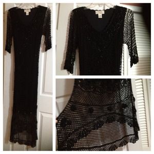 *REDERVED* Black Crochet Dress
