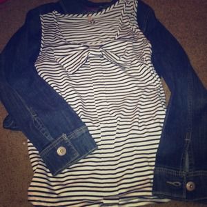 Traded Nautical tank top with bow embellishment