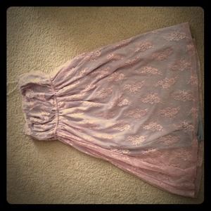 Pink lace dress with grey under slip Crystal Candy