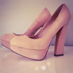 Beige Suede Pump Heels