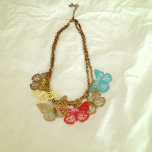 Rustic butterfly necklace