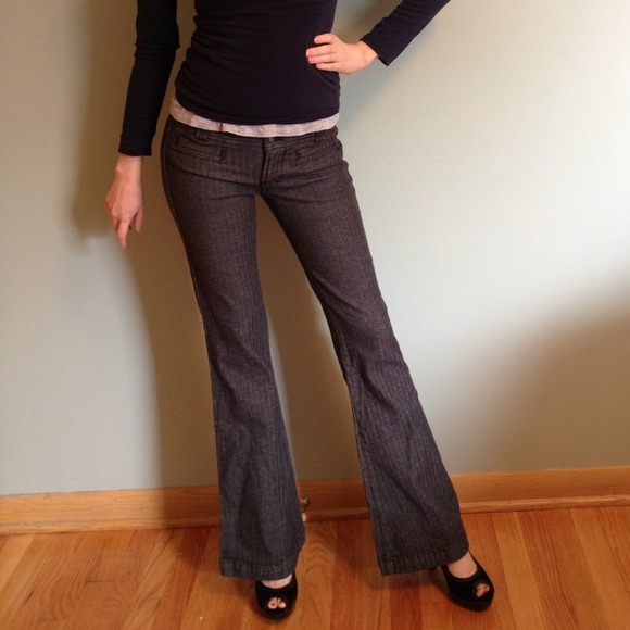 Pinstripe flare leg trousers --thick and warm!