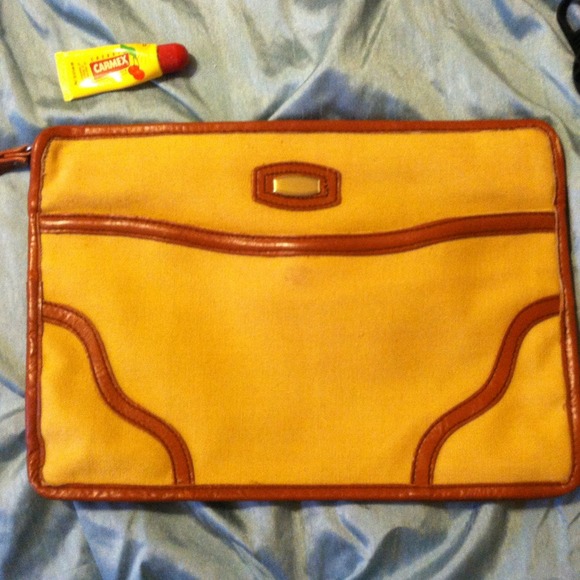 Leather trimmed canvas clutch!! GREAT BAG!!