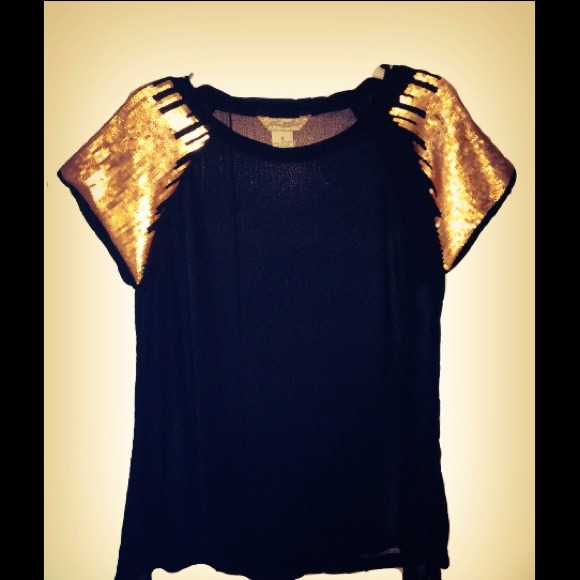 Sequined Short Sleeve Sheer 'See Through' Top! - Picture 1 of 2