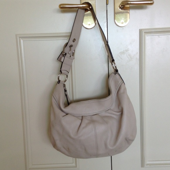 COACH white leather bag