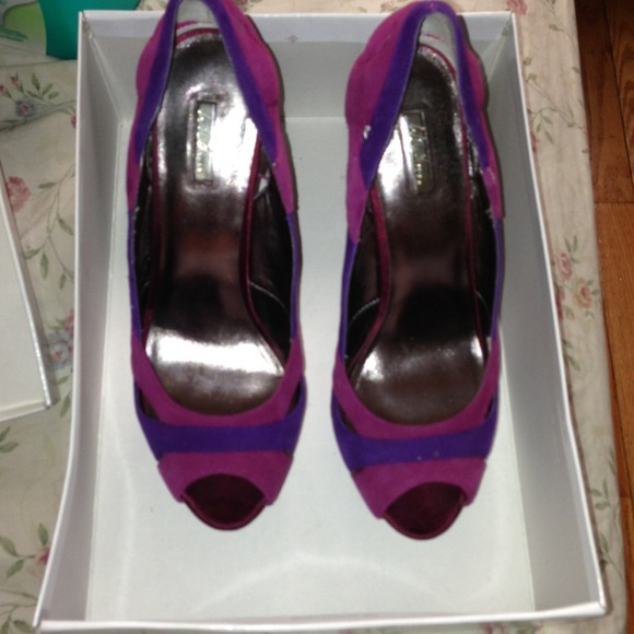 Wild Pair Fuchia & Purple PeepToe Platform Pump