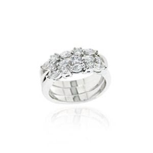 Sterling silver marquise & round CZ stack ring
