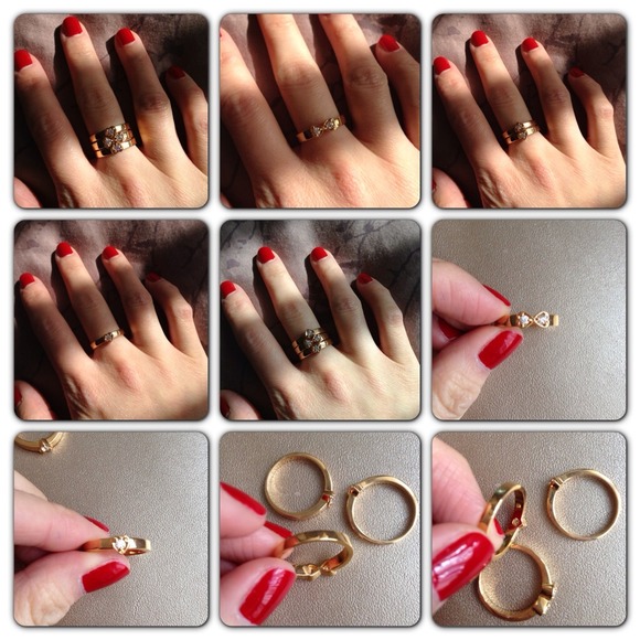 New 3 stackable multi way diamond gold ring