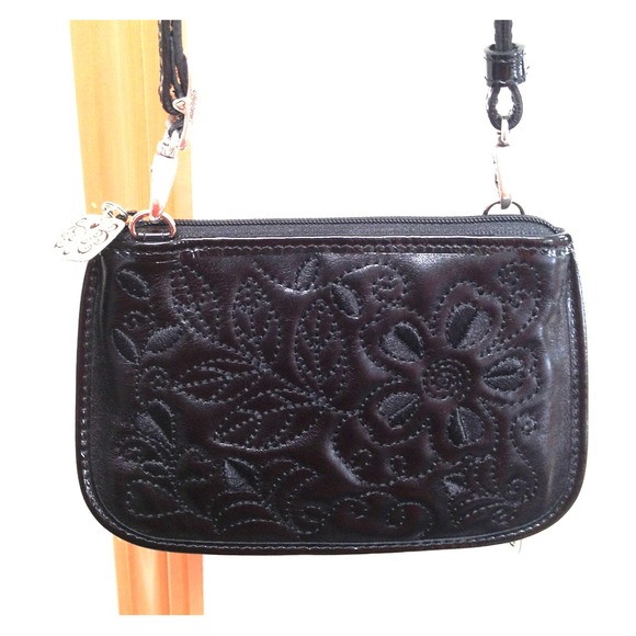 Brighton wallet on a strap, black leather