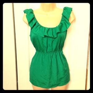 Emerald green ruffle top
