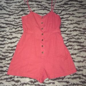 Red linen play suit romper
