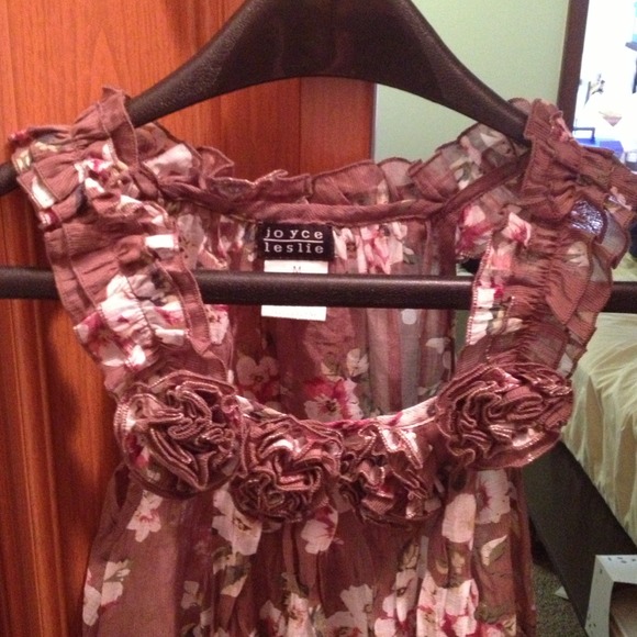 Cute brown semi see through floral top - Picture 3 of 3