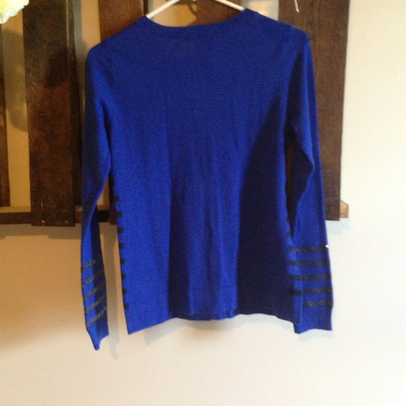 REDUCED!! Blue & black striped cardigan w/ sequins - Picture 3 of 4