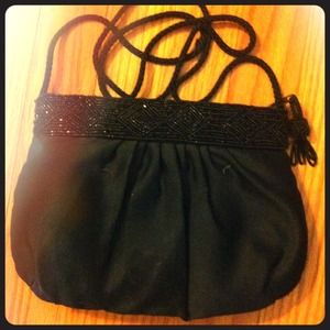 Vintage black part beaded beautiful evening bag