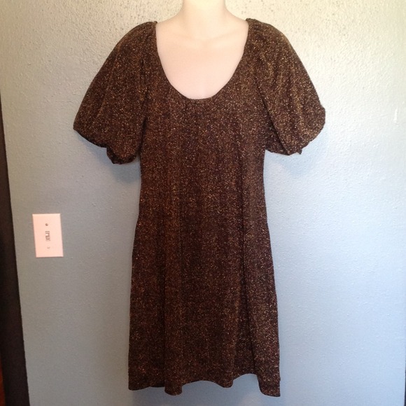 BCBG MAXAZRIA DRESS Black&Gold Sparkles Size XL