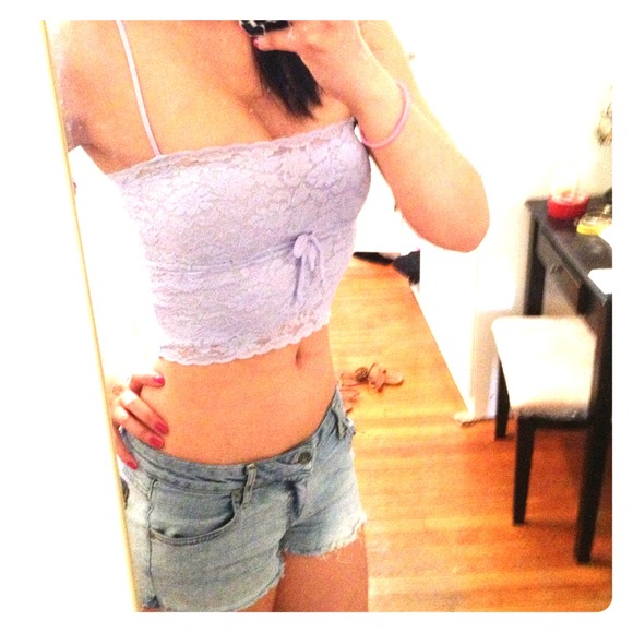 Blue lace summer crop top