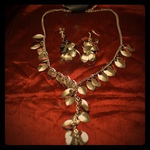 Silver necklace and earring set..