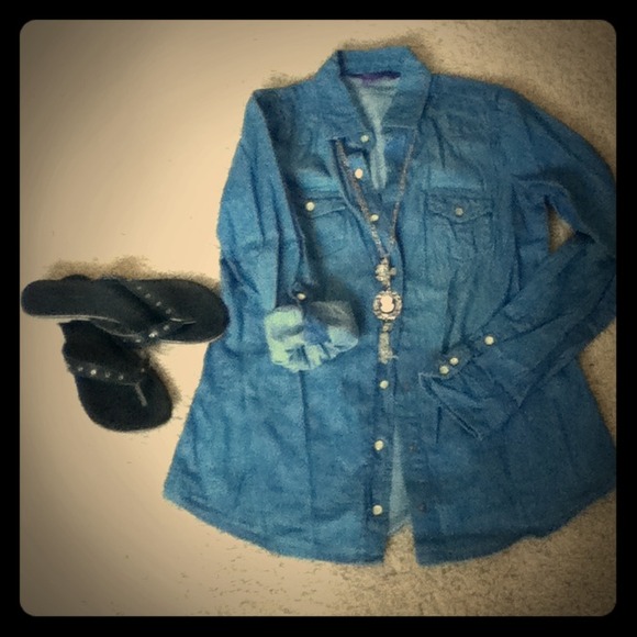 *RESERVED* Jean Button Up