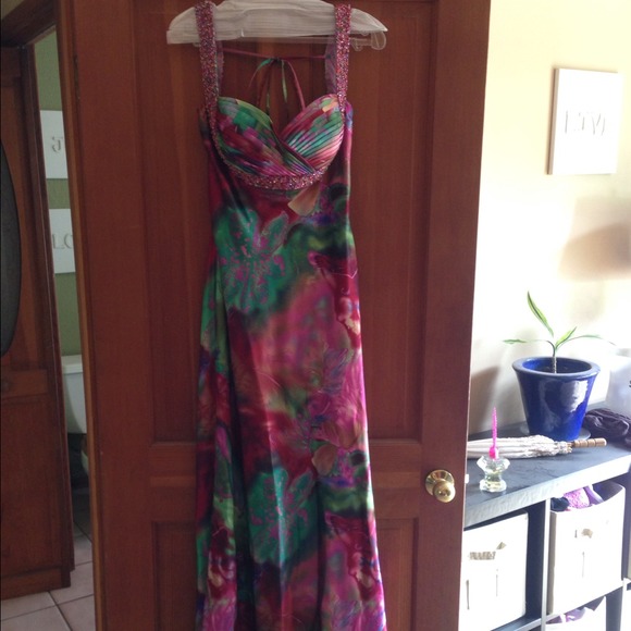 Colorful designer prom dress! Beautiful bead work