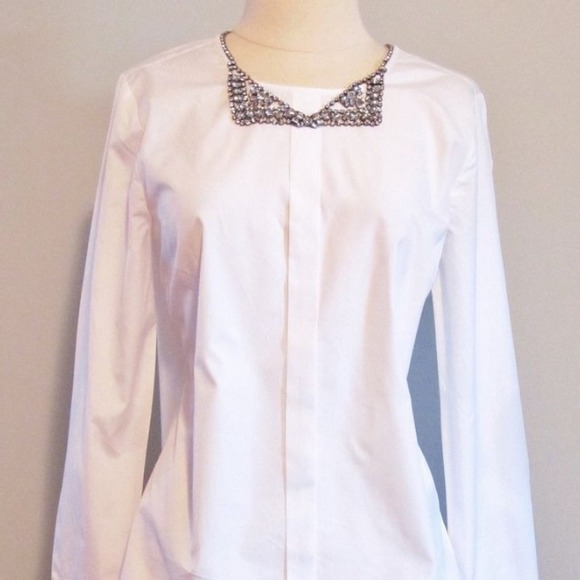 JCrew Collection Crystal Necklace Shirt